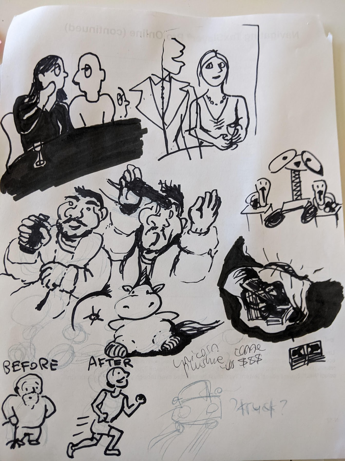 my Sharpie drawings on white paper